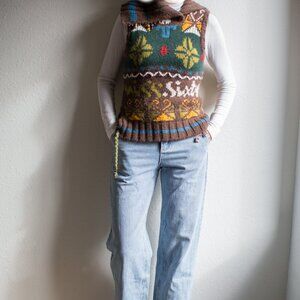 Vintage Y2K MISS SIXTY Runway Sleeveless Sweater Vest charms Wool Alpaca S XS